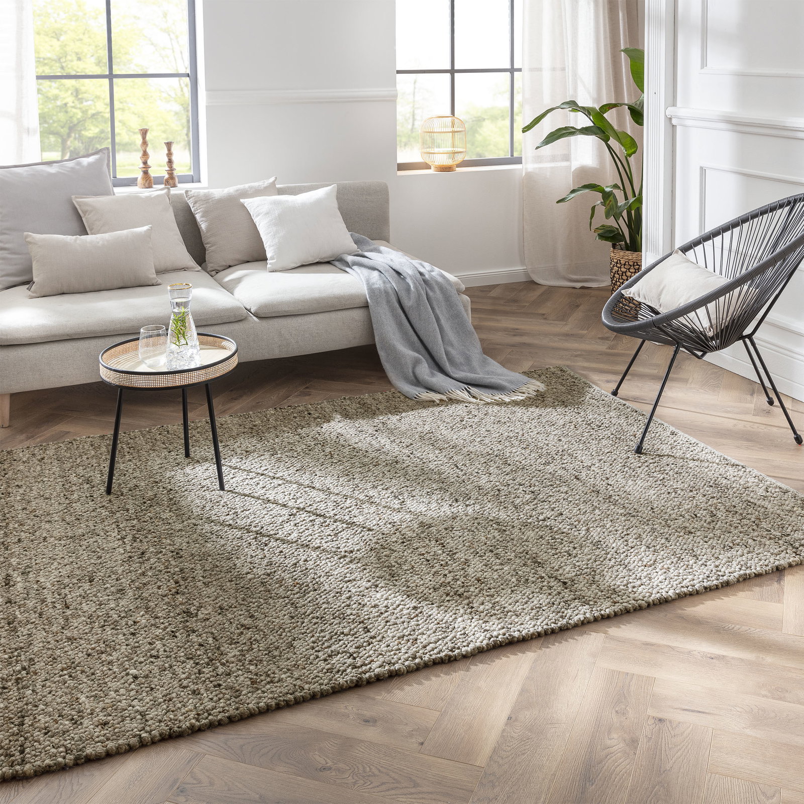 Kibek Woll-Teppich - Hillsand Grau 90 x 160 cm