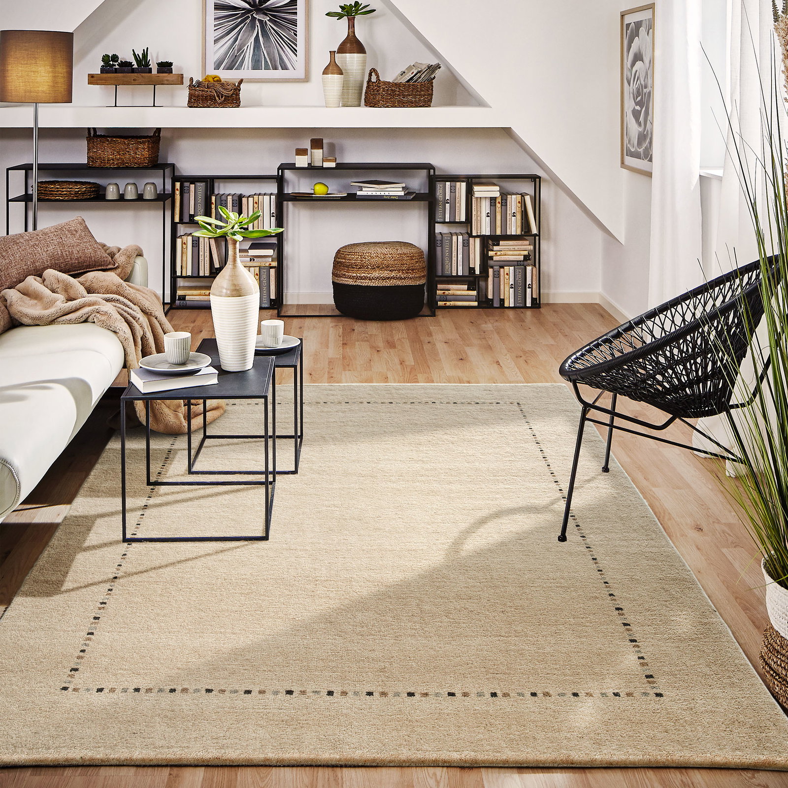 Kibek Gabbeh-Teppich - Merapur Beige 70 x 140 cm 100% Schurwolle