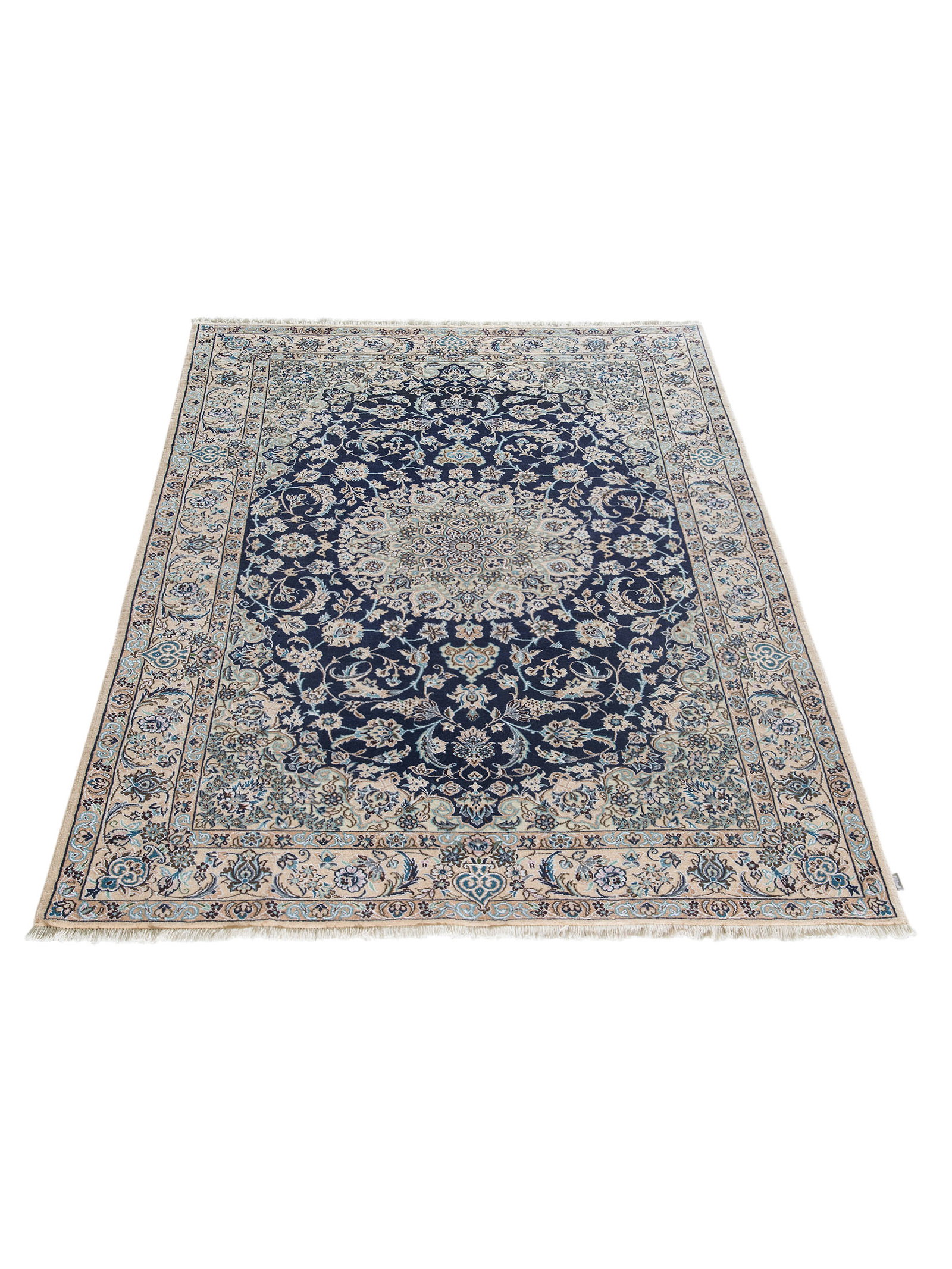 Kibek Unikat / Einzelstück - Nain 9 Lah Blau 170 x 240 cm 80% Schurwolle, 20% Seide