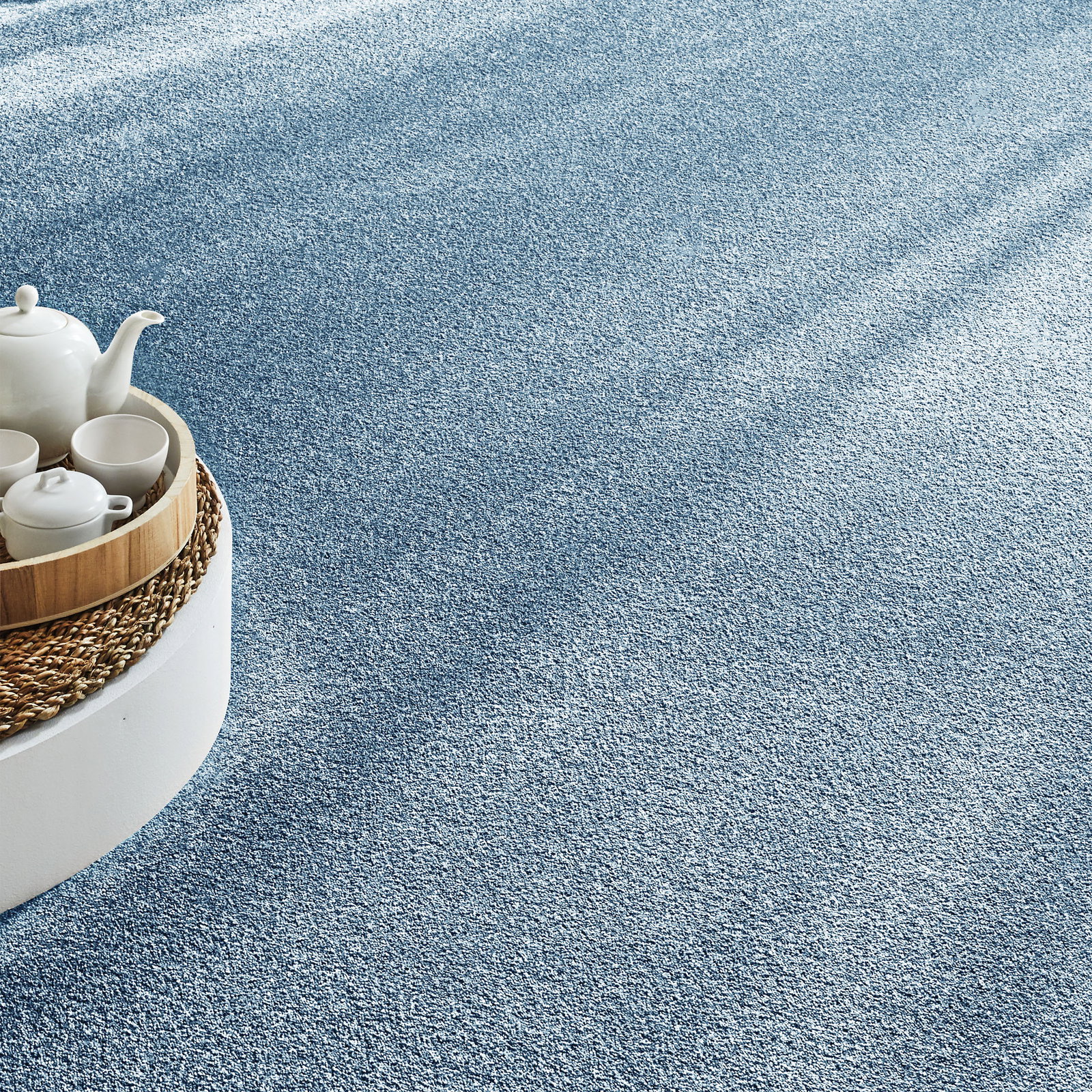 Kibek Velours-Teppichboden - Green Line Blau 500 cm breit