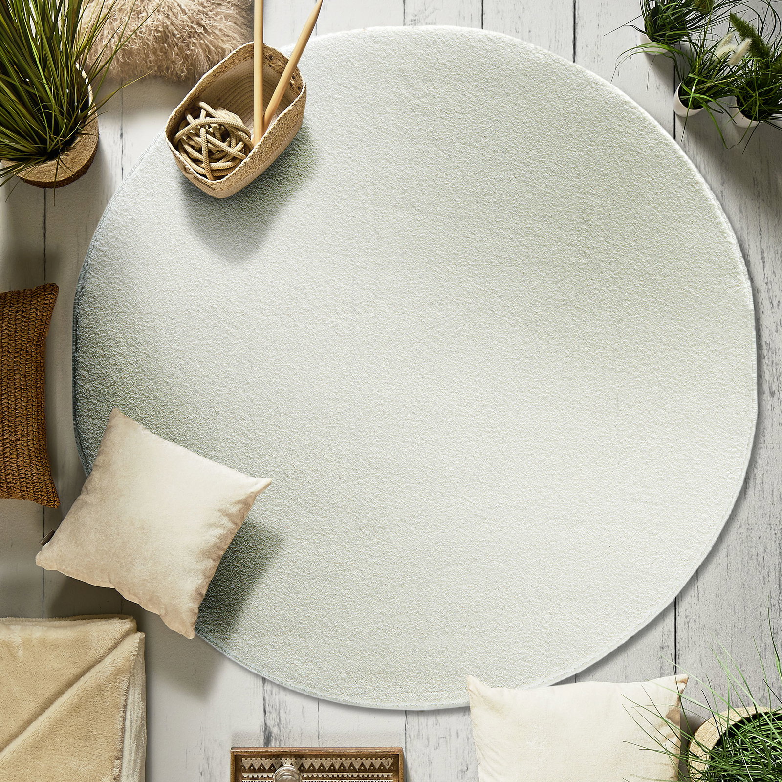 Kibek Hochflor-Teppich - Sovereign Weiß 120 cm Ø