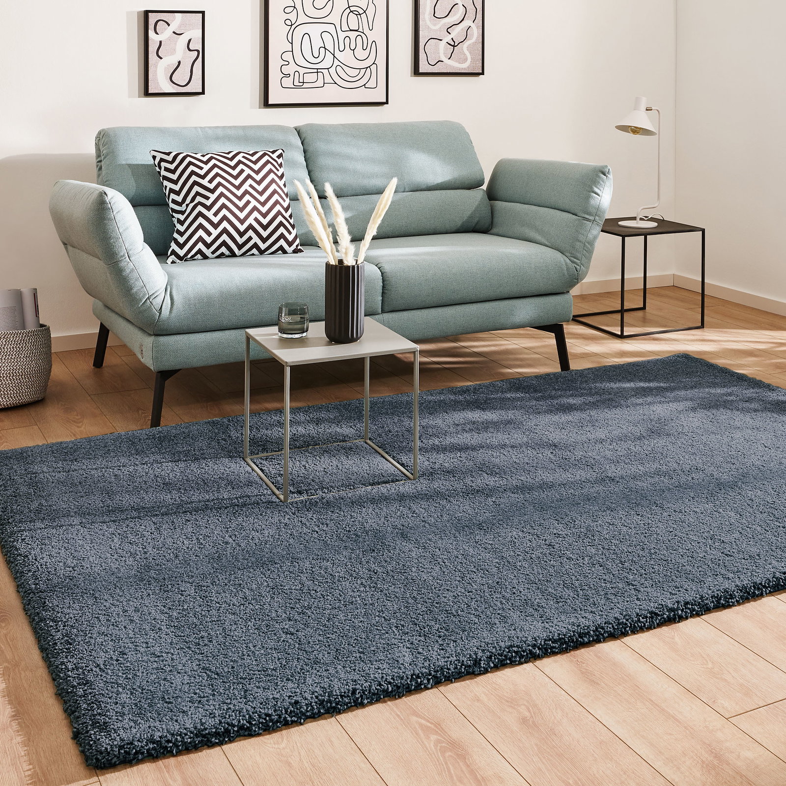 Kibek Hochflor-Teppich - Lounge Blau 200 x 250 cm