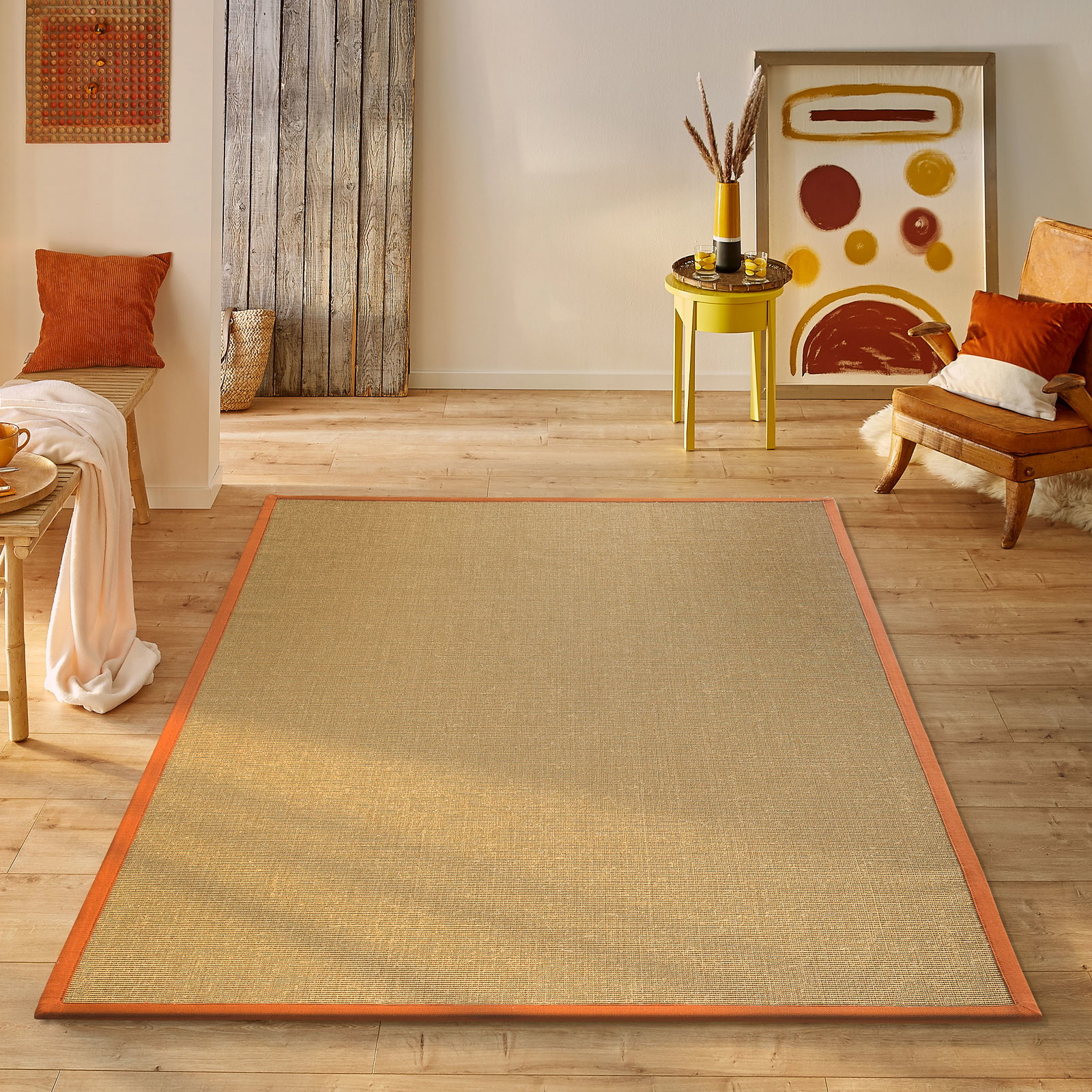 Kibek Sisal-Teppich - Aruba Nature Orange 190 x 190 cm 100 % Sisal