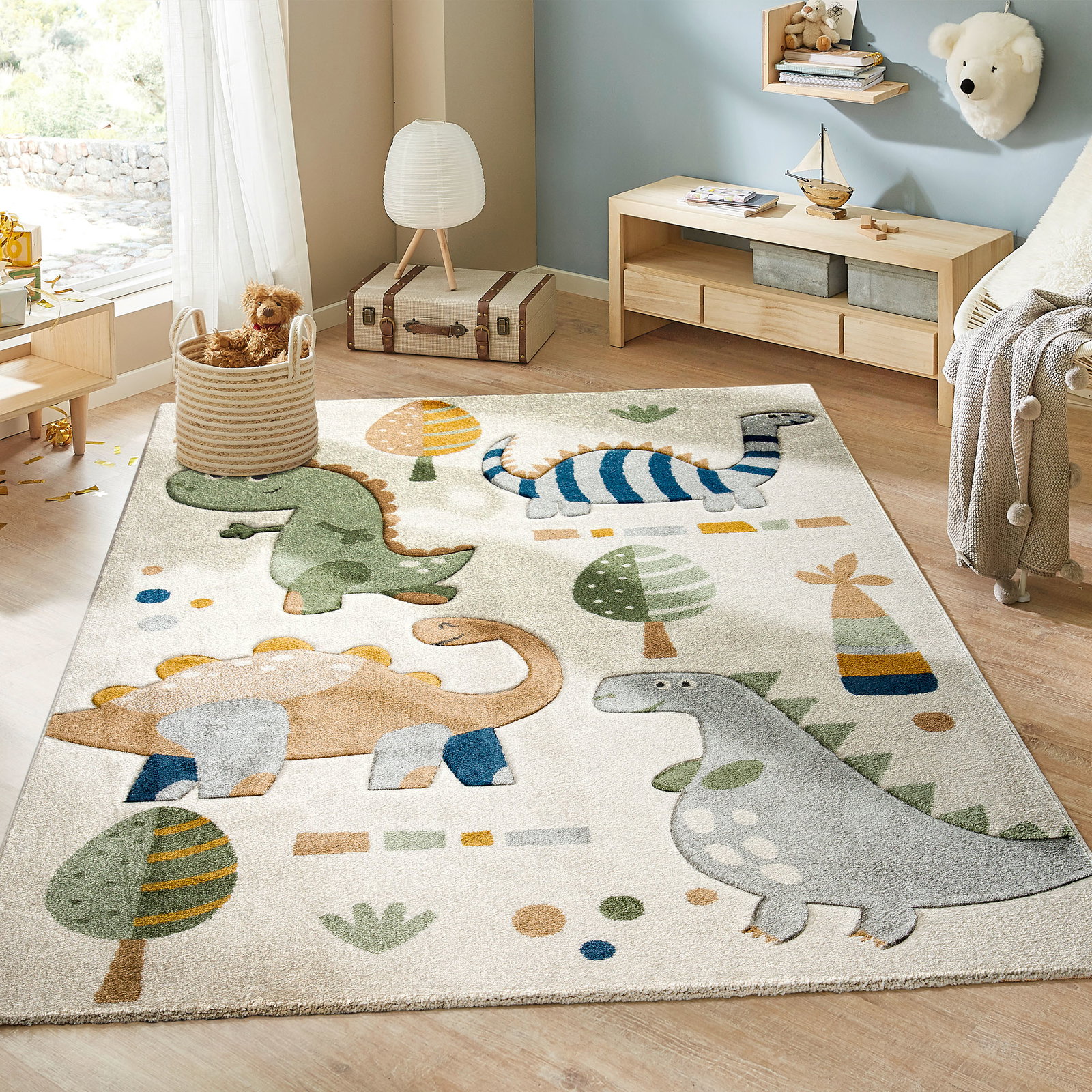 Kibek Kinder-Teppich - Dinoro Grau 120 x 170 cm