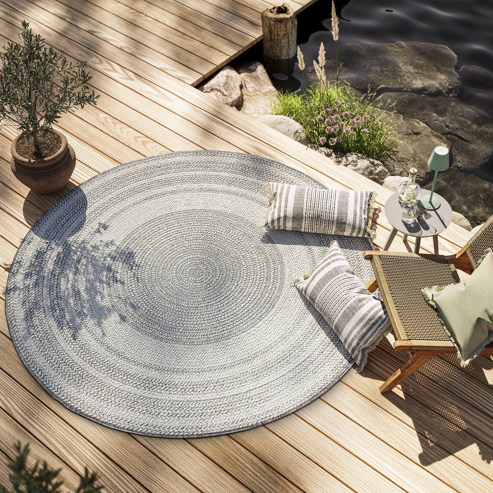 Kibek Outdoor-Teppich - Strandby Silber 200 cm Ø