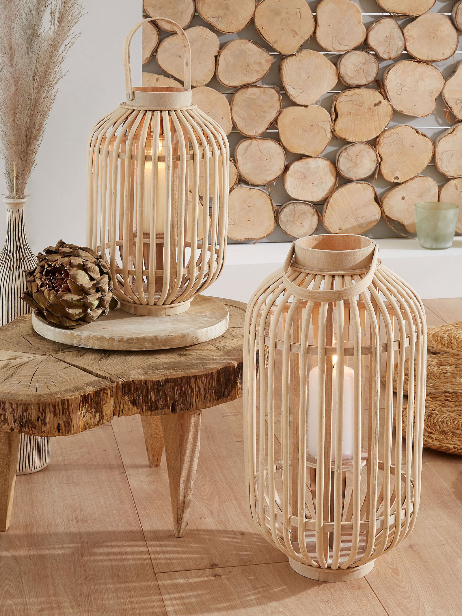 Bambuslicht Benny - Laterne von Kibek in Beige