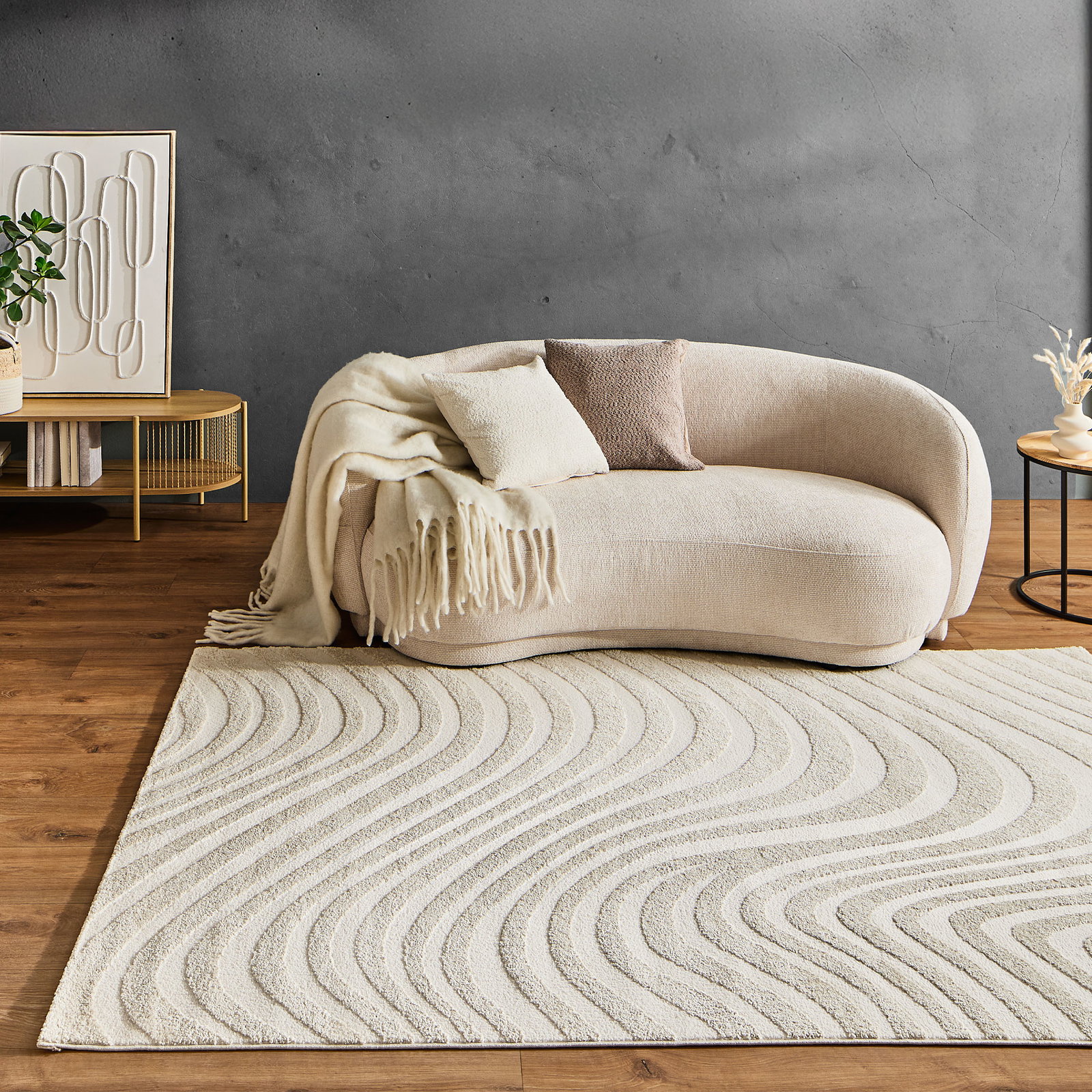 Kibek Moderner Teppich - Boracay Creme 140 x 200 cm