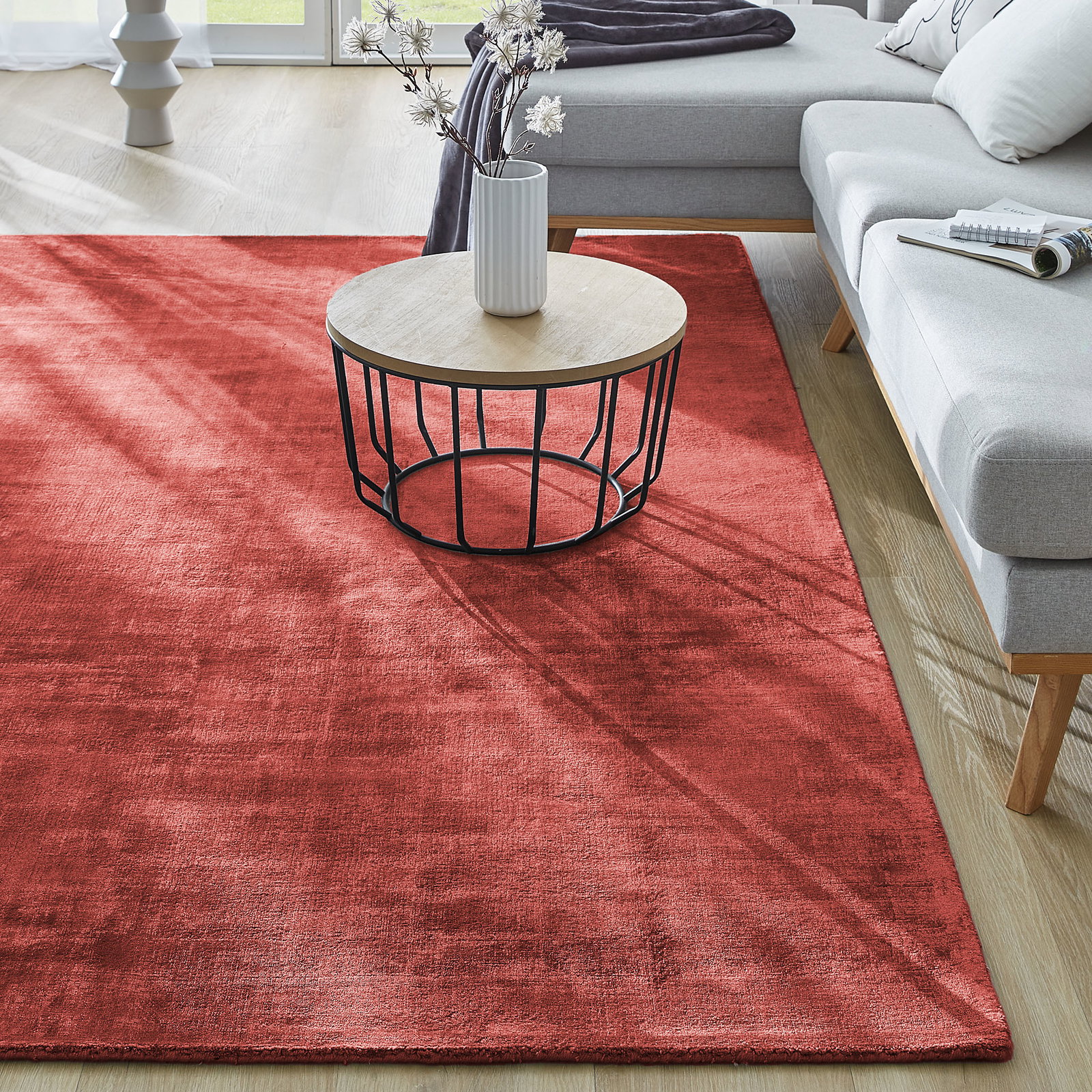 Kibek Viskose-Teppich - Miramar Rot 200 x 250 cm 100% Viskose
