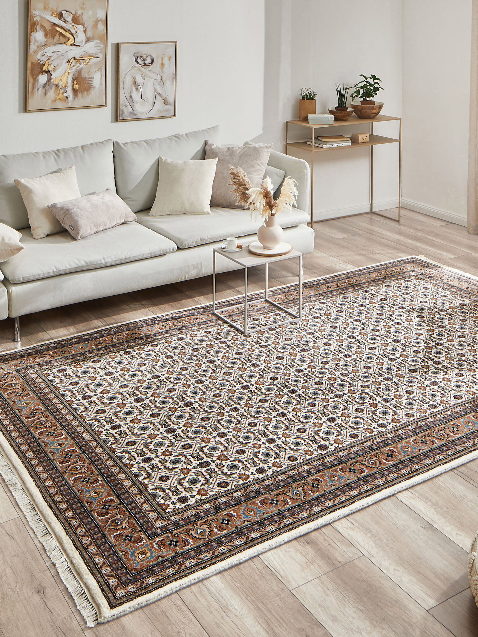 Kibek Orient-Teppich - Kanpur Herati Creme 70 x 140 cm