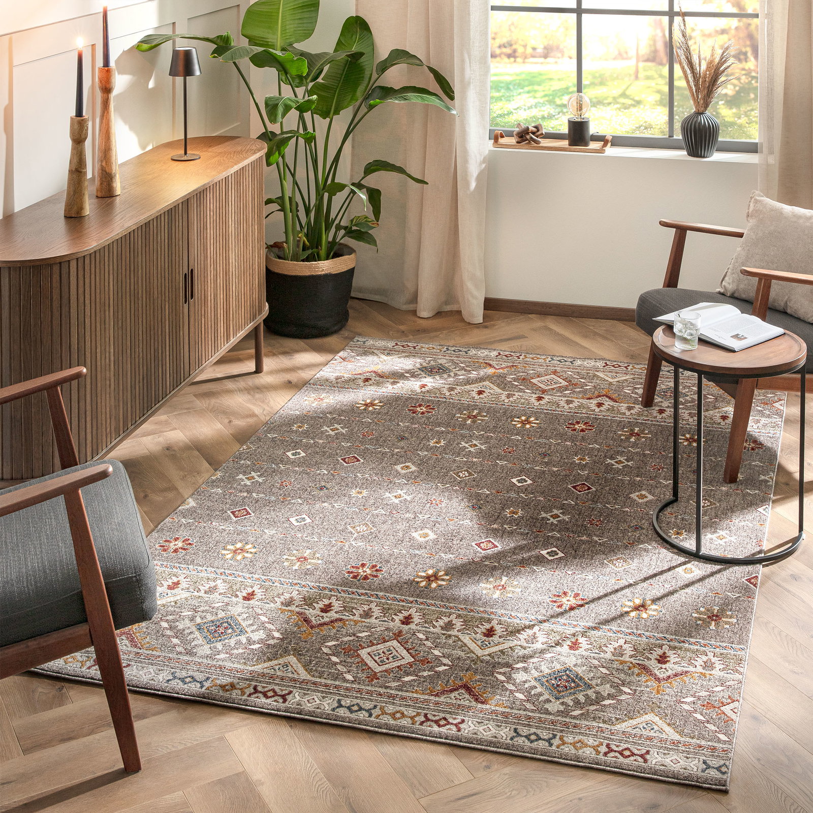 Kibek Orient-Teppich - Khandra Grau 200 x 290 cm 100 % Polyester