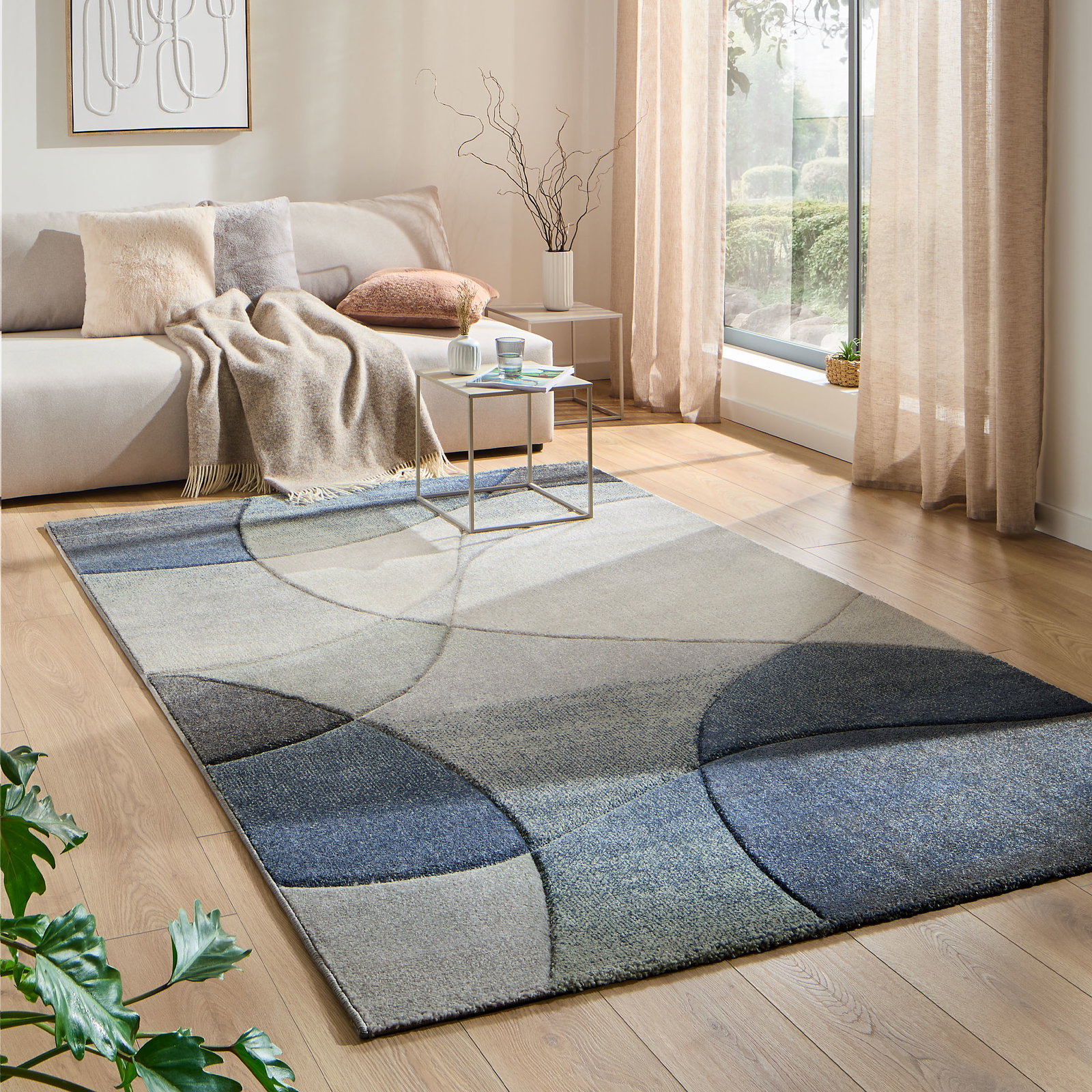 Kibek Moderner Teppich - Charleston Blau 240 x 340 cm