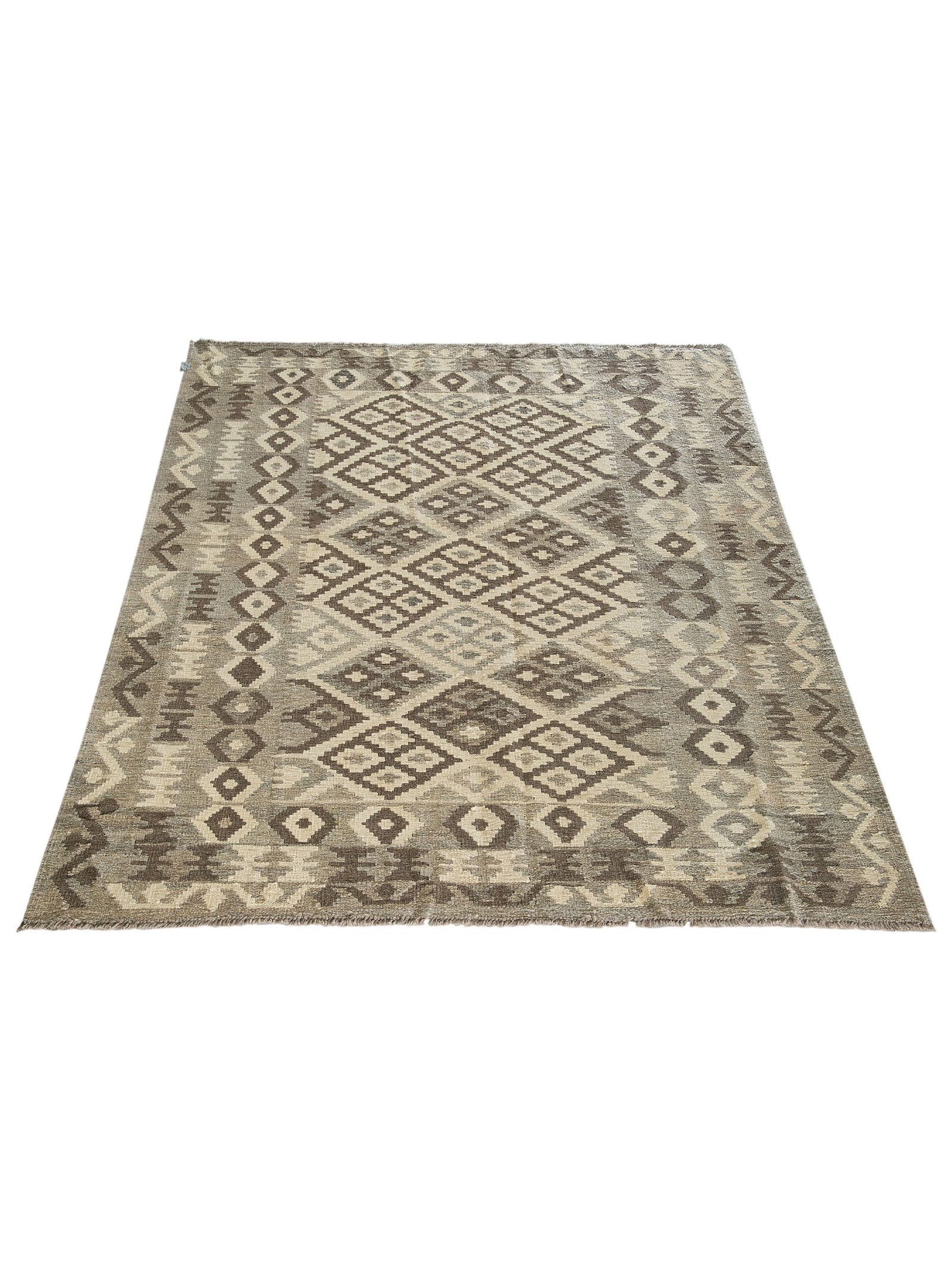 Kibek Unikat / Einzelstück - Afghan Kelim Beige 140 x 200 cm 100% Schurwolle