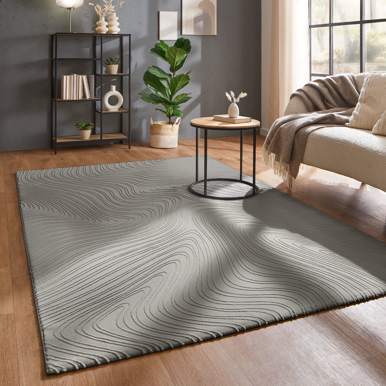 Kibek Moderner Teppich - Lacanau Silber 120 x 170 cm