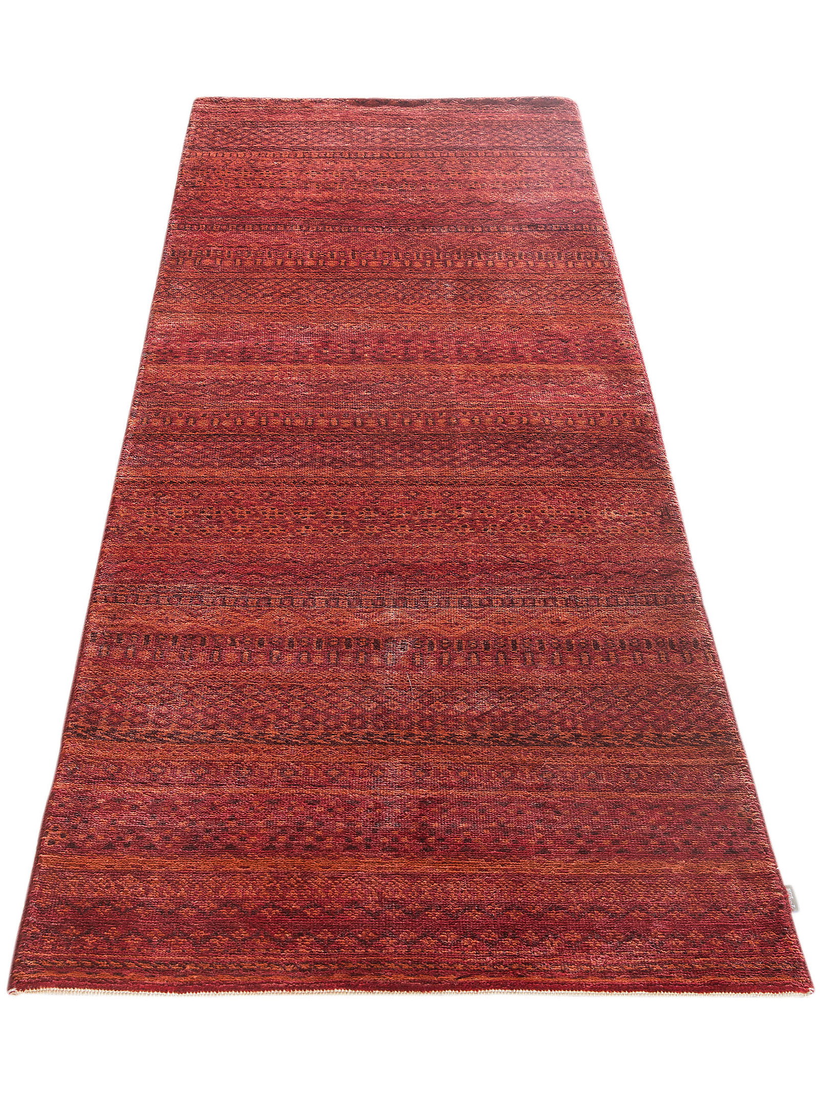 Kibek Unikat / Einzelstück - Contemporary Gabbeh Rot 70 x 250 cm 100% Schurwolle