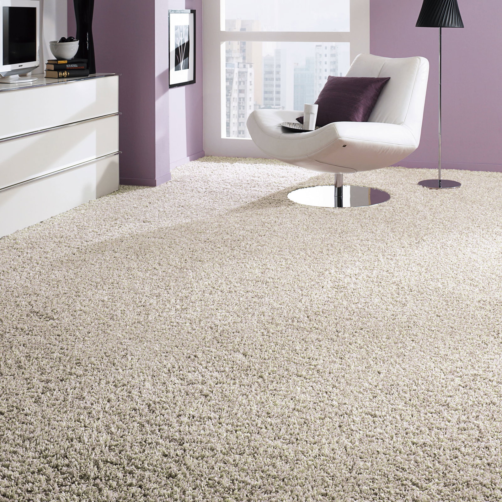 Kibek Langflor-Teppichboden - Luxury Shaggy Creme 400 cm breit