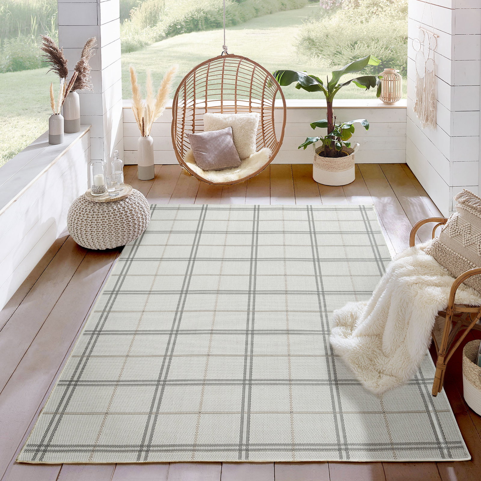 Kibek Outdoor-Teppich - Terrasini Silber 120 x 170 cm