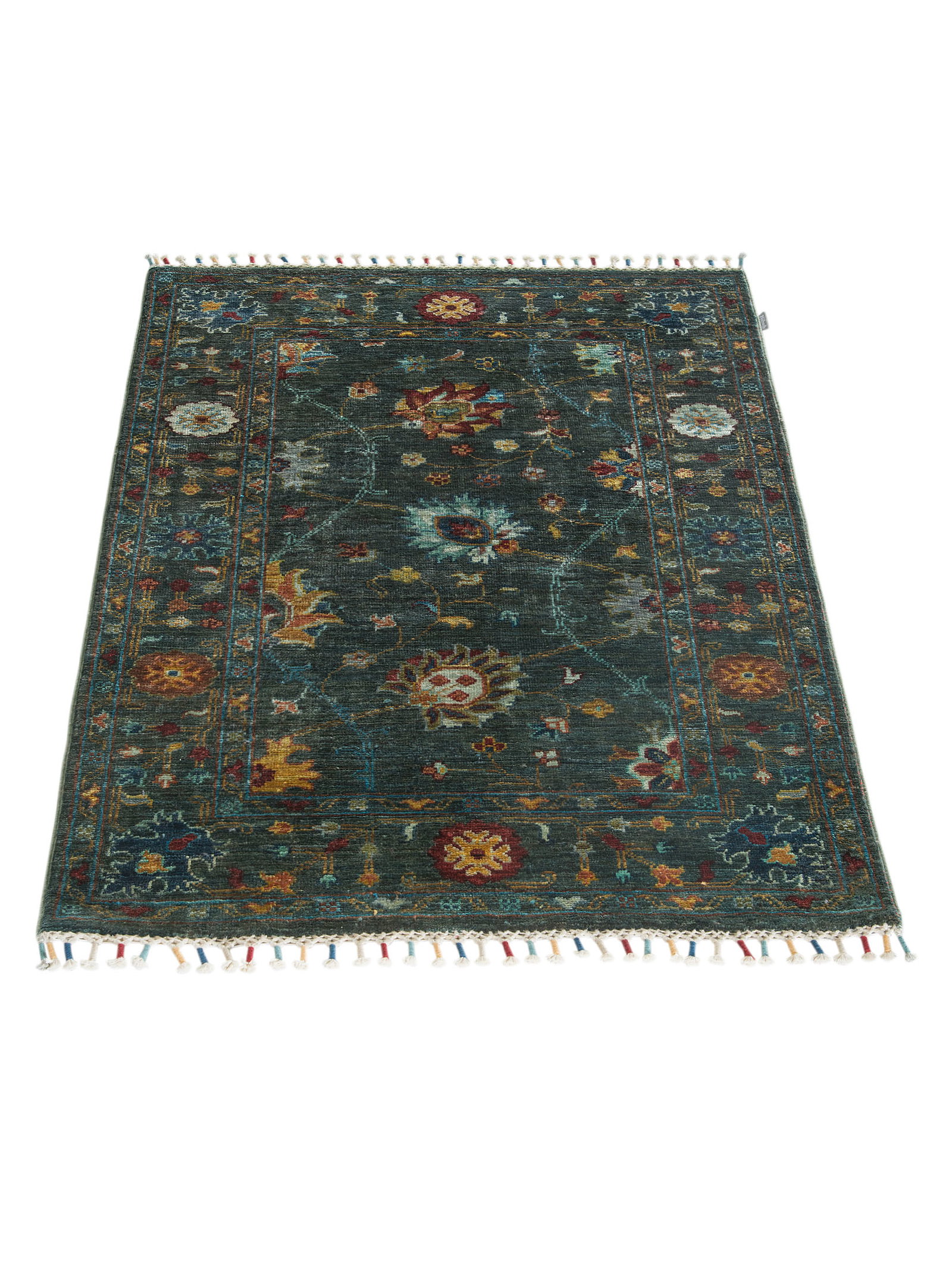Kibek Unikat / Einzelstück - Chobi Phool Grün 70 x 140 cm 100% Schurwolle