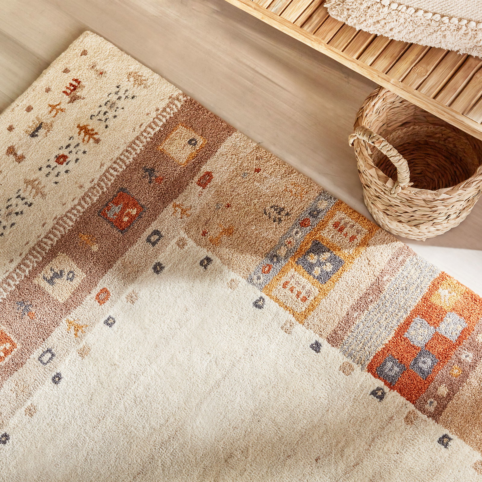Kibek Gabbeh-Teppich - Takali Beige 250 x 300 cm 100 % Schurwolle