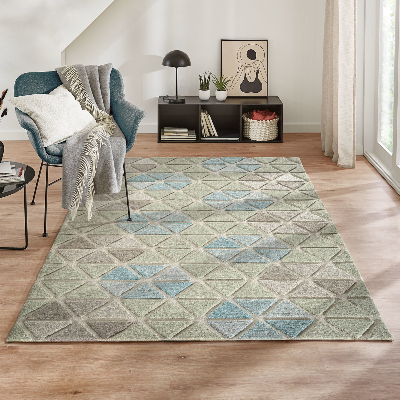 Kibek Woll-Teppich - Niva Blau 200 x 300 cm