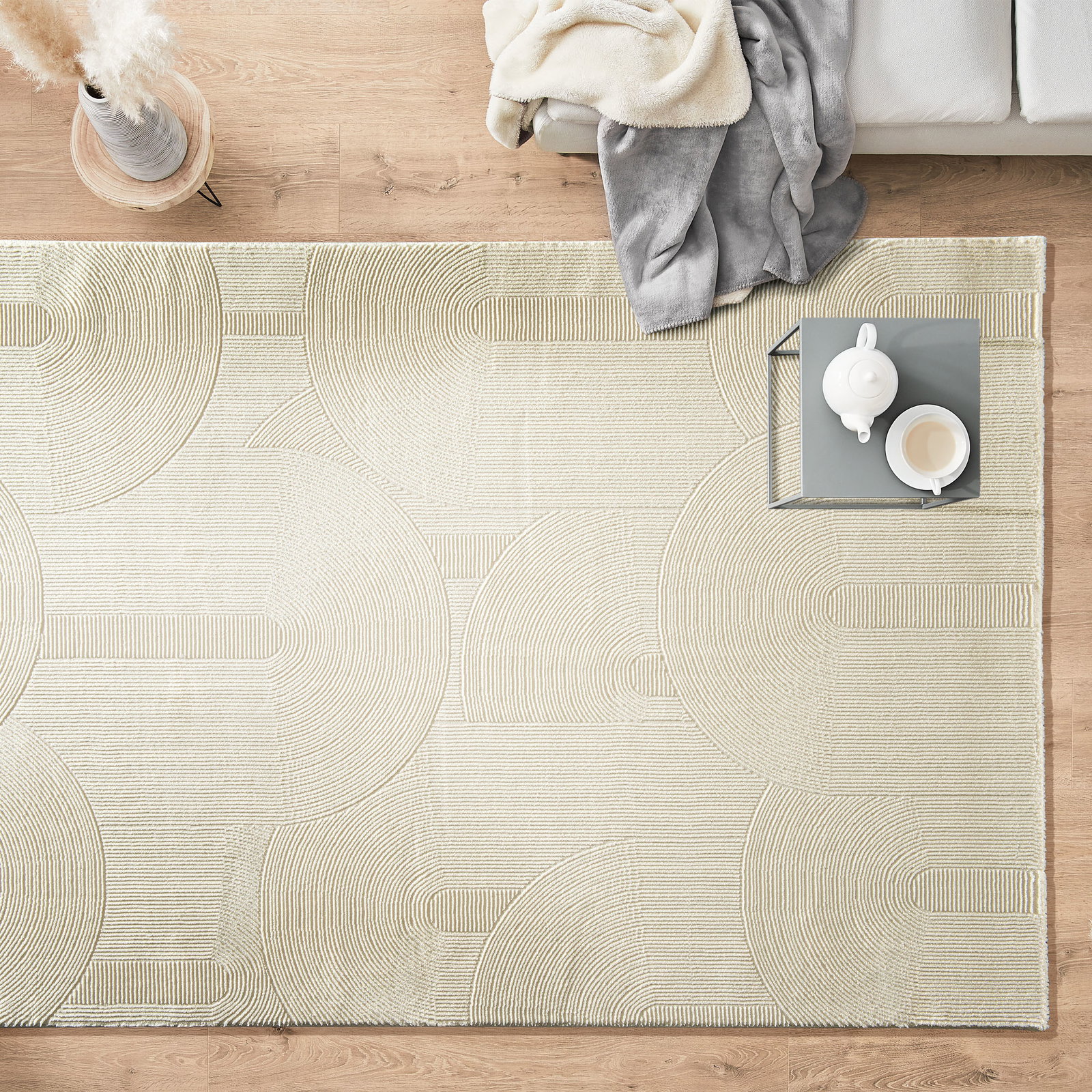 Kibek Moderner Teppich - Biarritz Creme 120 x 170 cm