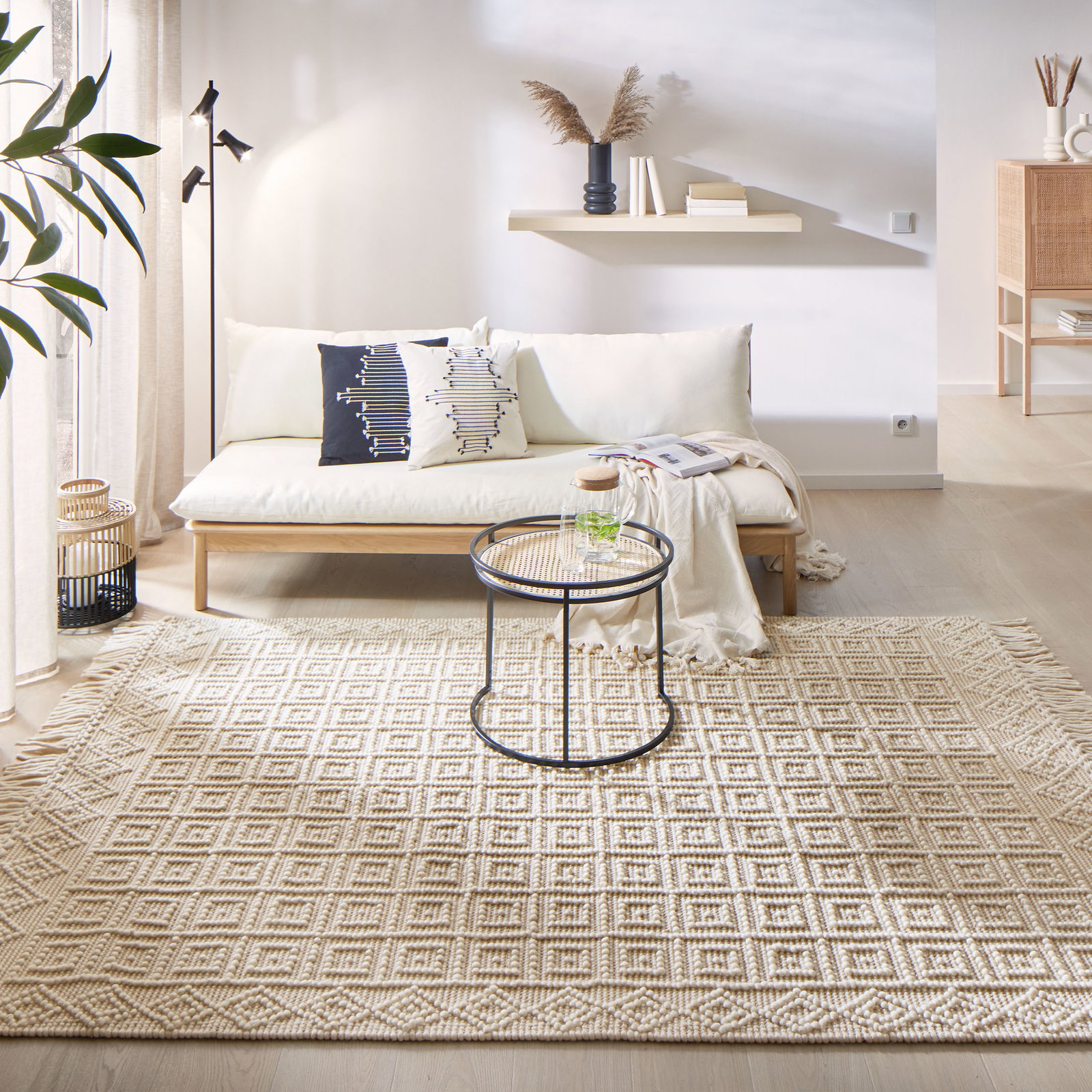 Kibek Woll-Teppich - Lieksa Creme 70 x 140 cm