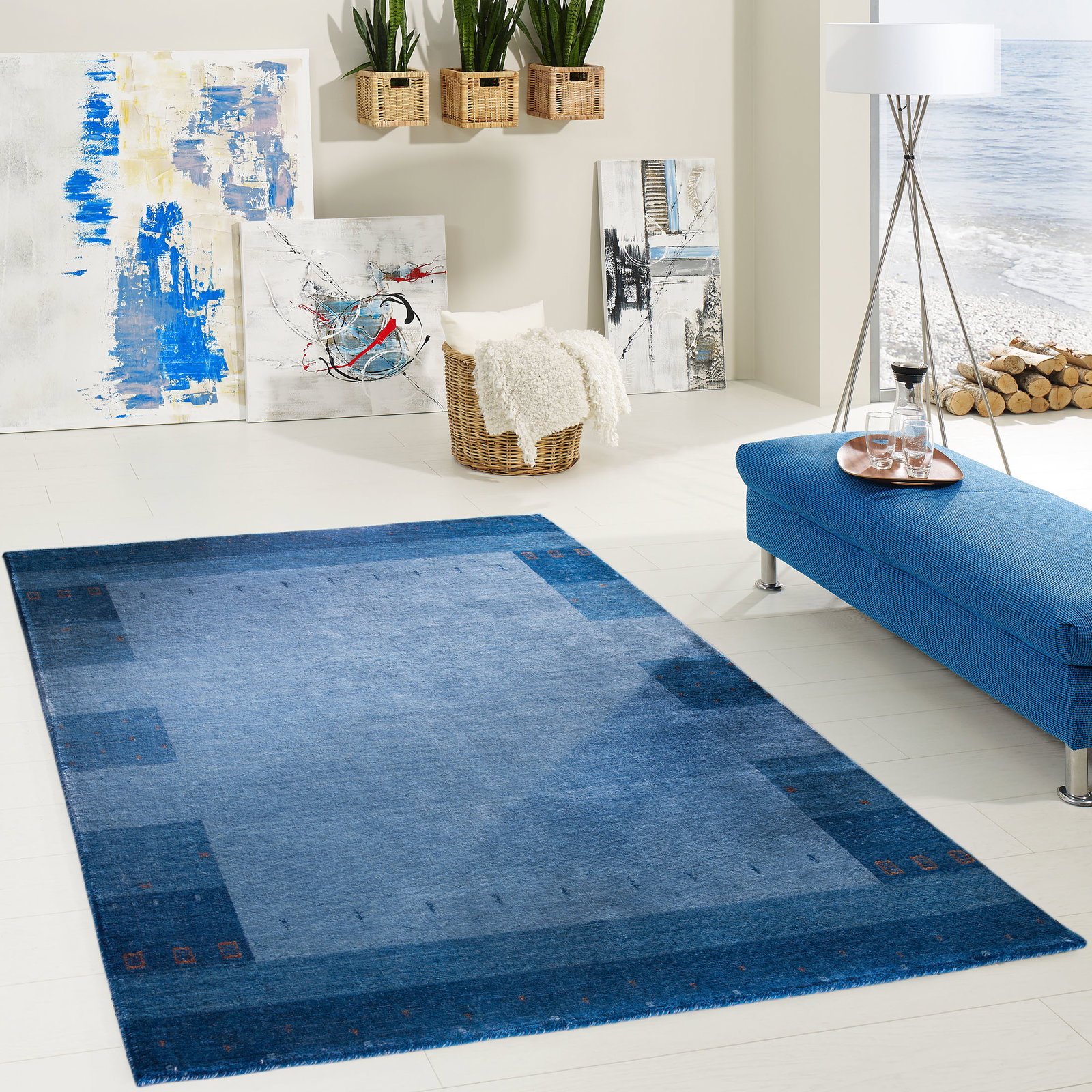 Kibek Gabbeh-Teppich - Tiyara Blau 250 x 300 cm 100 % Schurwolle