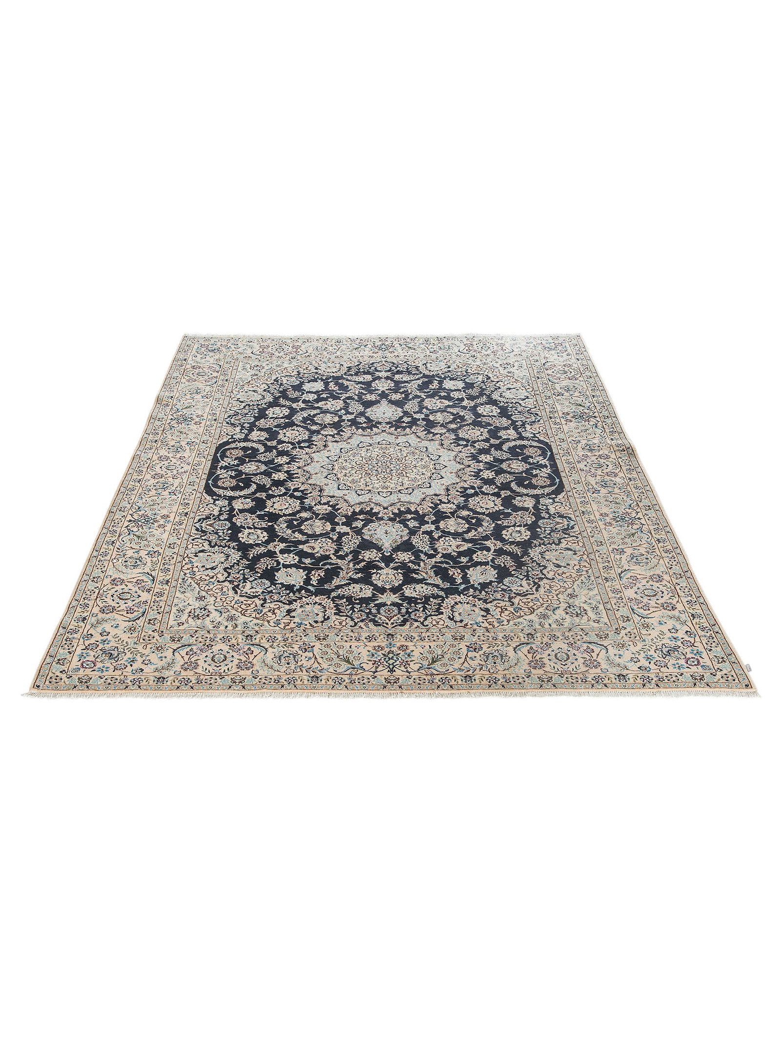 Kibek Unikat / Einzelstück - Nain 9 Lah Blau 250 x 350 cm 80% Schurwolle, 20% Seide