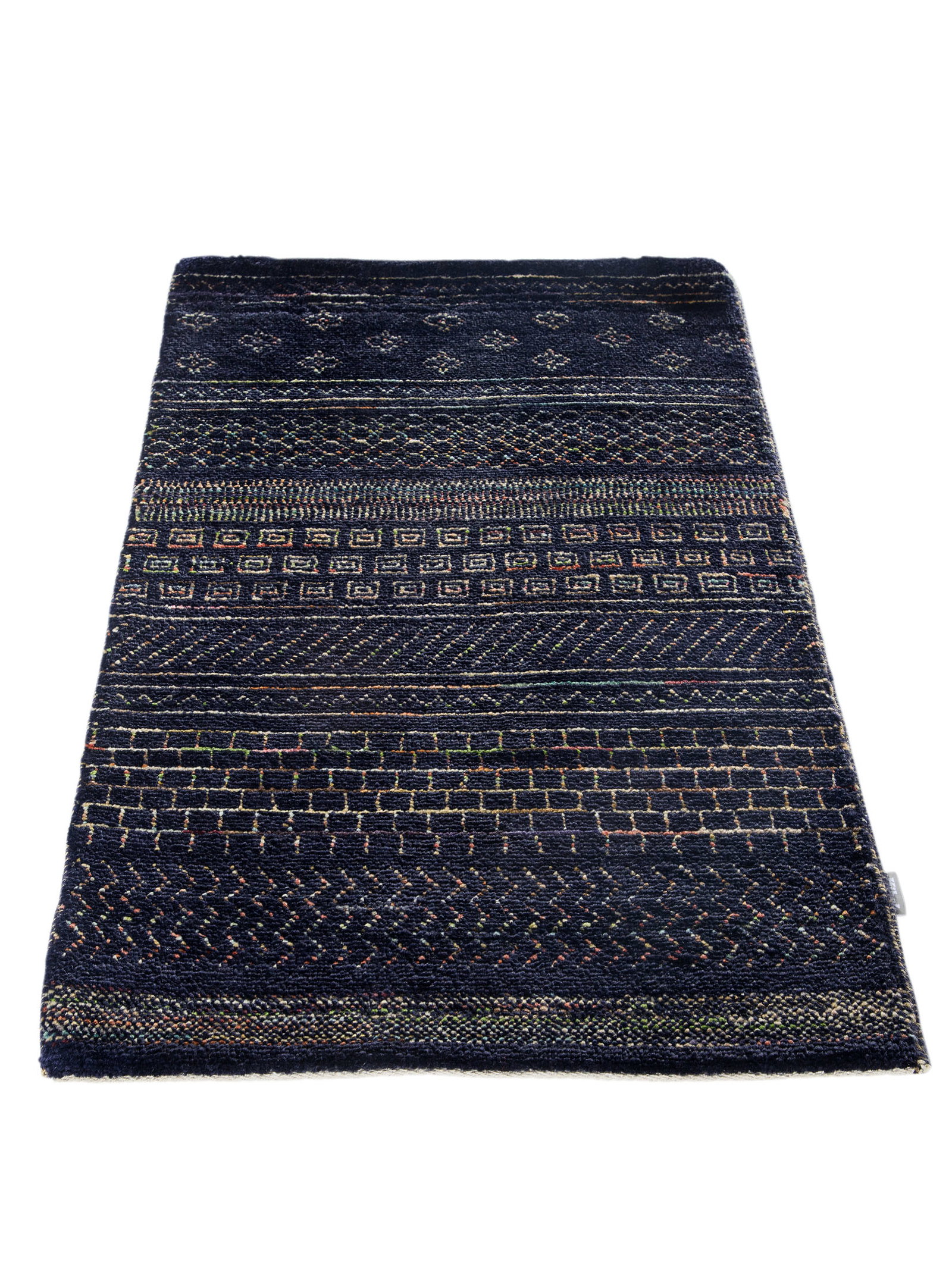 Kibek Unikat / Einzelstück - Contemporary Gabbeh Blau 60 x 90 cm 100% Schurwolle