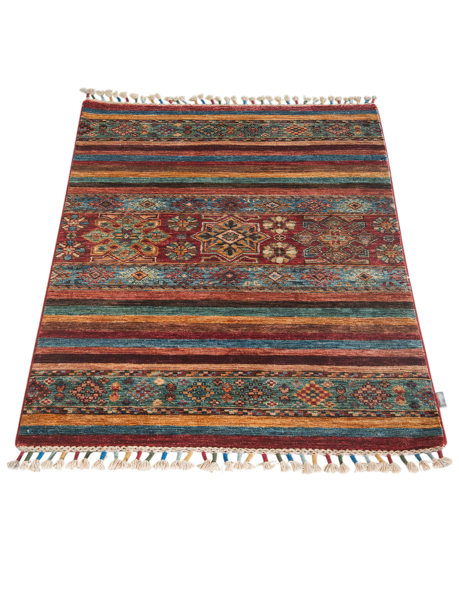 Kibek Unikat / Einzelstück - Chobi Schal Multicolor 70 x 200 cm 100% Schurwolle