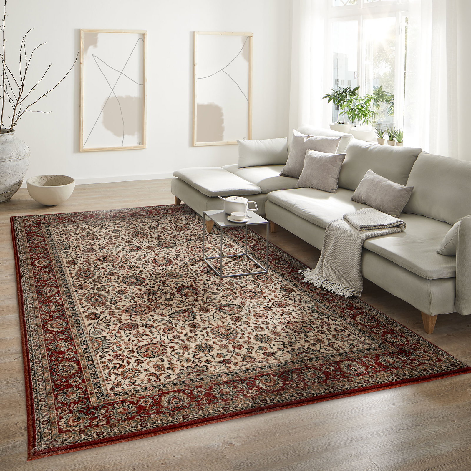 Kibek Orient-Teppich - New Smaragd Creme 135 x 200 cm 100% Schurwolle