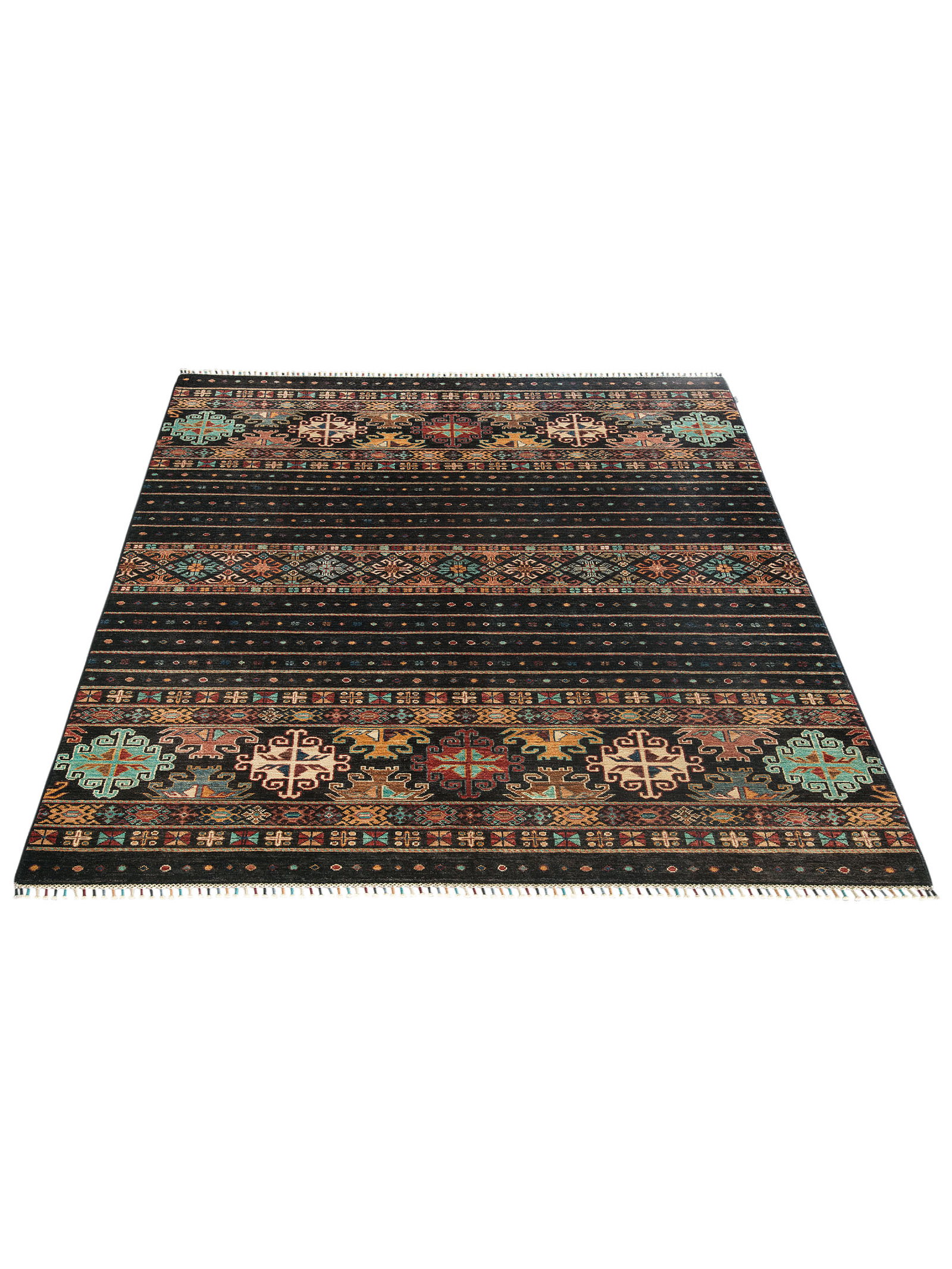 Kibek Unikat / Einzelstück - Chobi Schal Schwarz 170 x 240 cm 100% Schurwolle