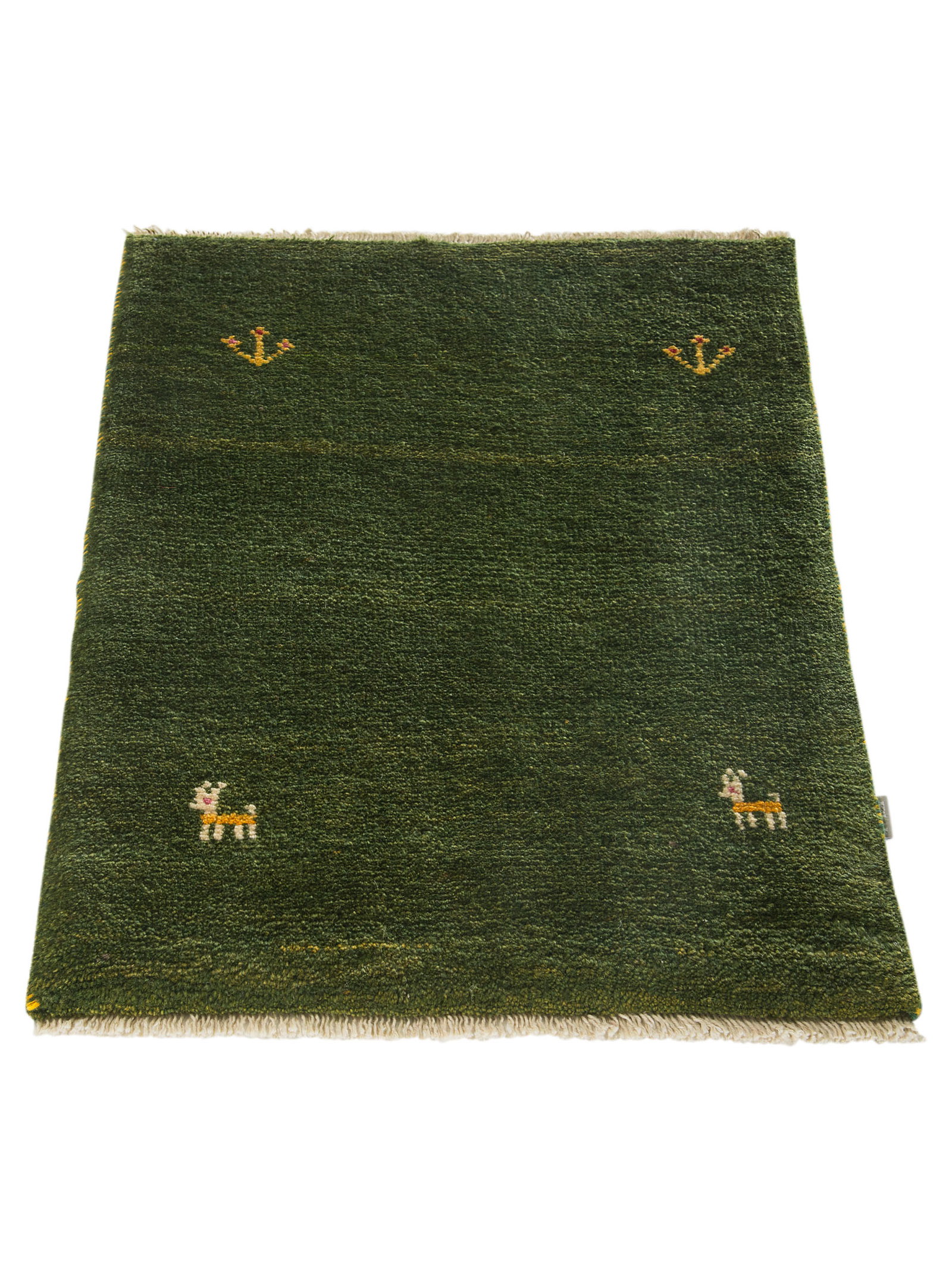 Kibek Unikat / Einzelstück - Persischer Gabbeh Grün 60 x 90 cm 100% Schurwolle