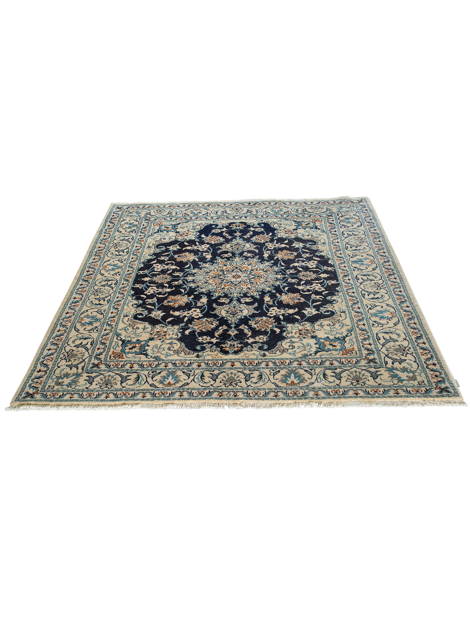 Kibek Unikat / Einzelstück - Kaschmar Nain 12 Lah Blau 140 x 200 cm 95% Schurwolle, 5% Seide
