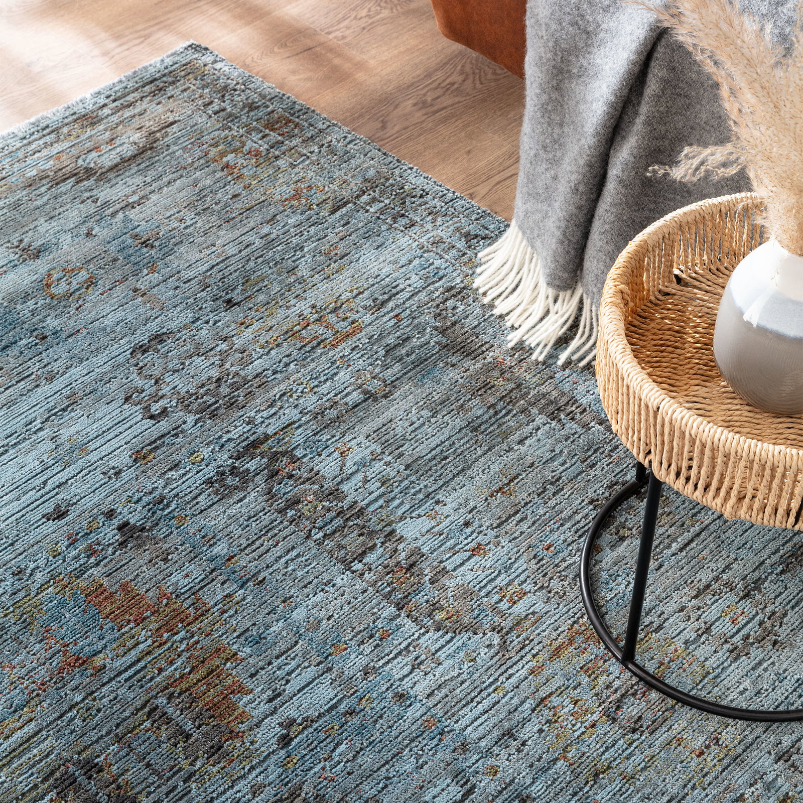 Kibek Vintage-Teppich - Saldala Blau 80 x 150 cm