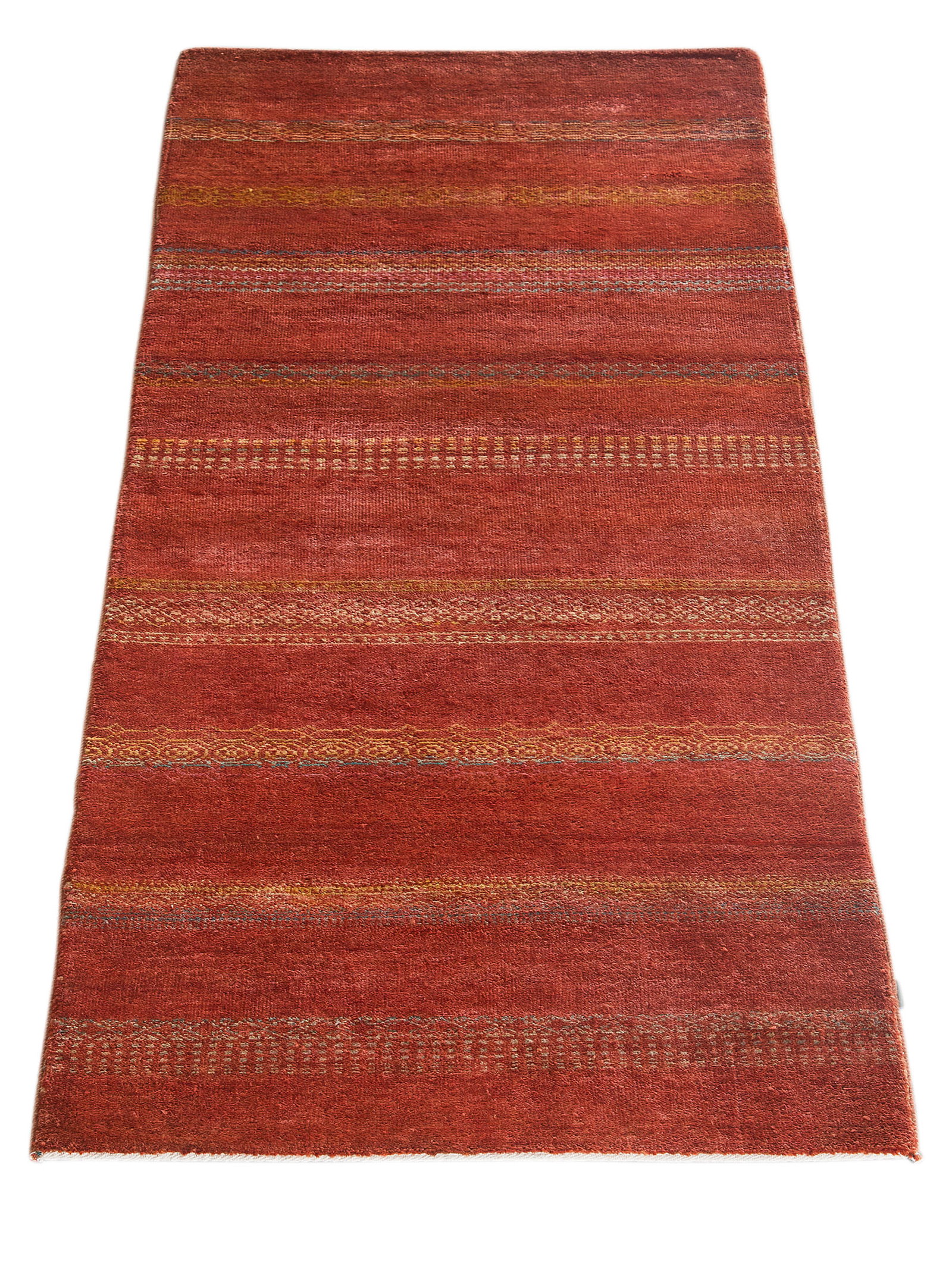 Kibek Unikat / Einzelstück - Contemporary Gabbeh Rot 70 x 250 cm 100% Schurwolle