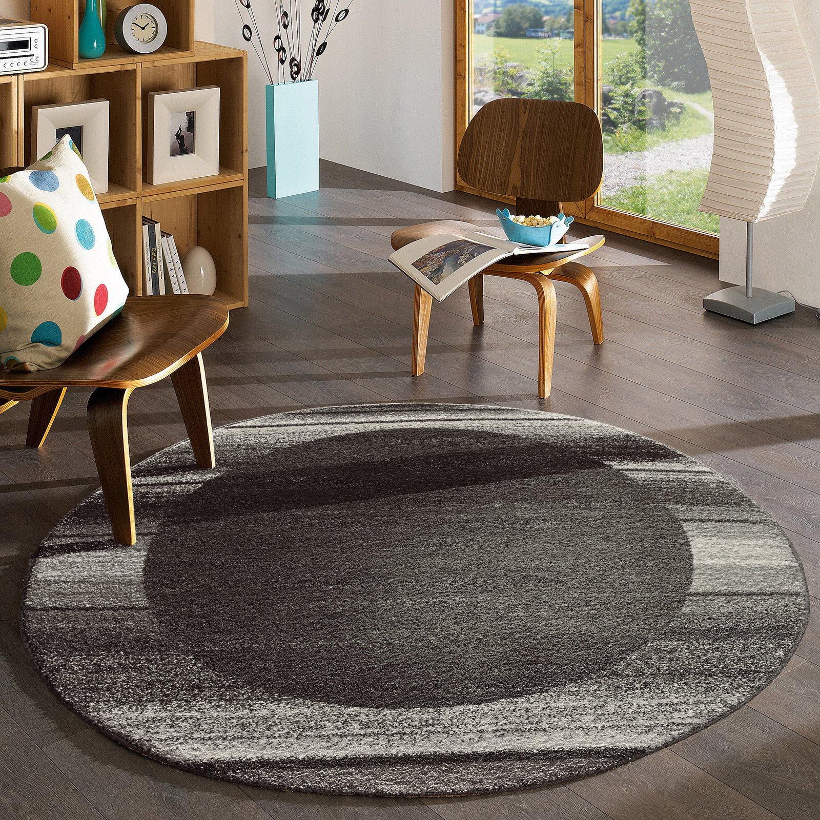 Kibek Moderner Teppich - Night Life Grau 240 cm Ø