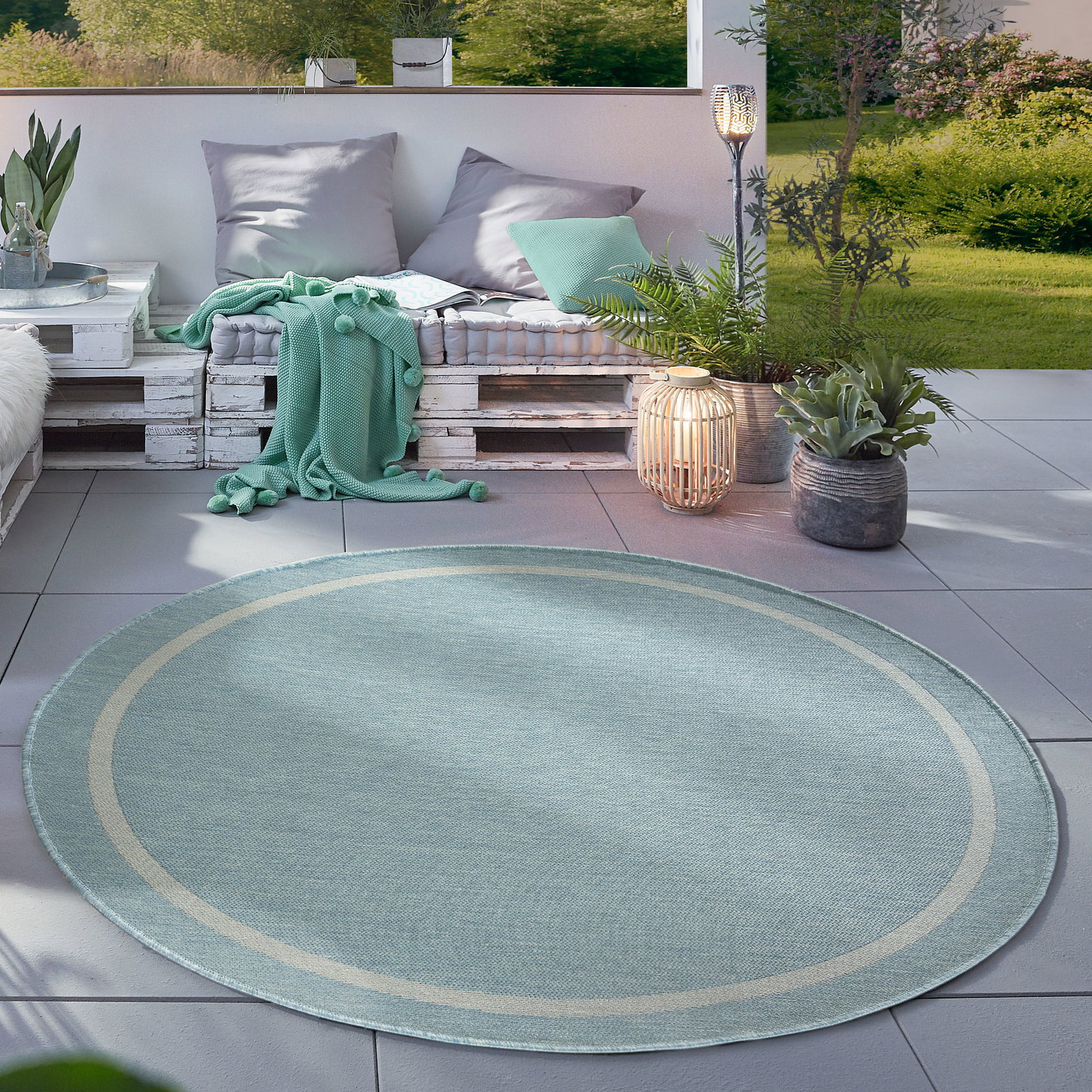 Kibek Outdoor-Teppich - Svana Blau 120 cm Ø