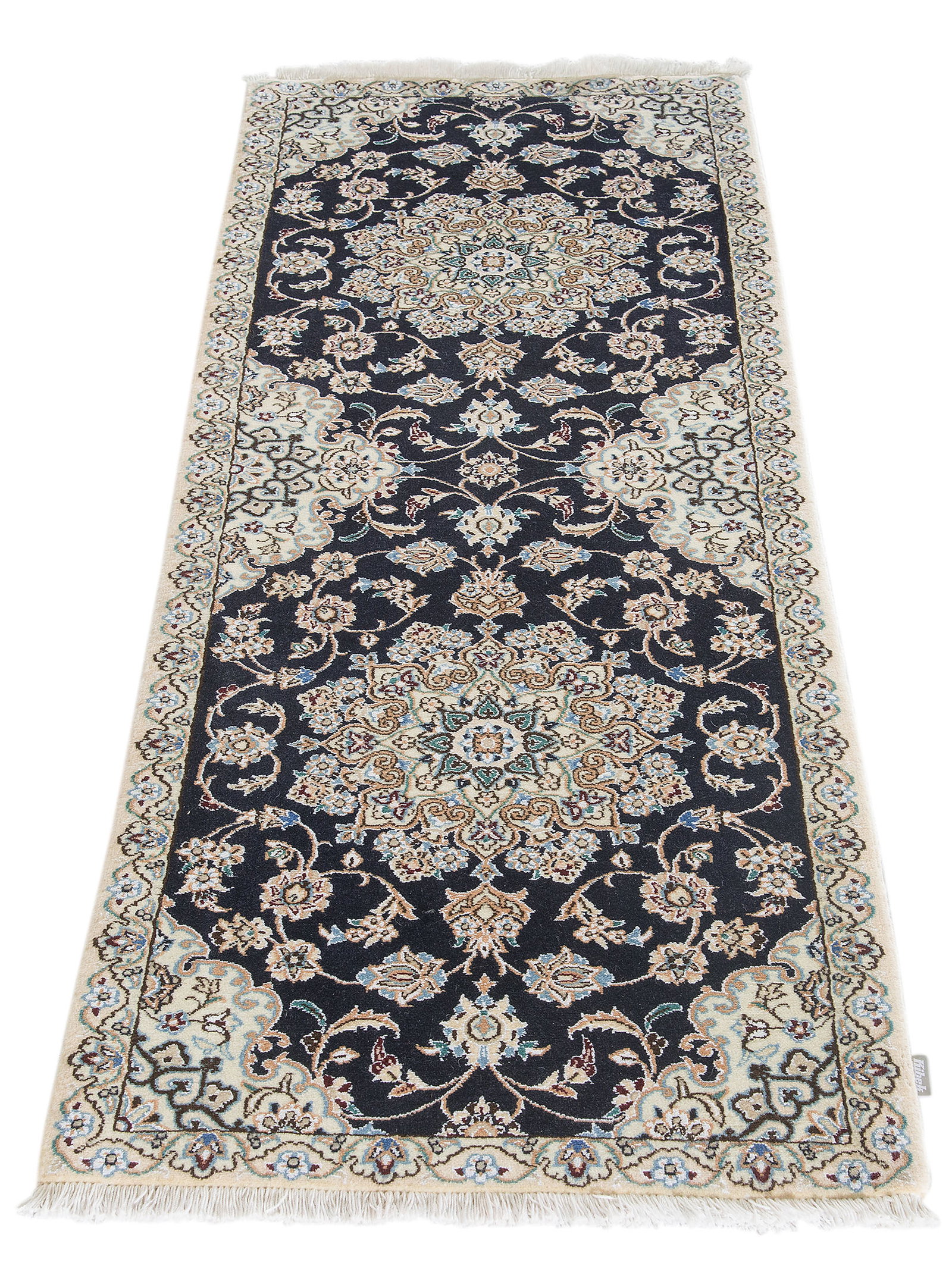 Kibek Unikat / Einzelstück - Nain 9 Lah Blau 70 x 200 cm 80% Schurwolle, 20% Seide