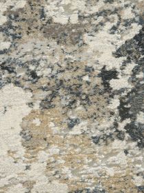 Teppich mit unregelmäßigem abstraktem Muster in Beige, Grau, Schwarz und Braunfarben.