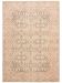 Teppich zeigt symmetrisches florales Muster in Beige, Braun und Orange in rechteckigem Rahmen.