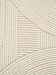 Beige Teppich mit weißen gestreiften, geometrischen Mustern in einem abstrakten Design.