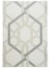 Teppich liegt flach mit grauem und beigem Hexagon-Muster auf hellem Hintergrund.