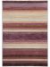 Rechteckiger Teppich mit horizontalen Streifen in Brauntönen, Creme und Rosa, gemustert.
