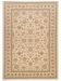 Teppich zeigt florales Muster mit Blumen und Ornamenten in Beige- und Brauntönen auf hellem Grund.