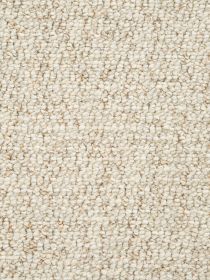 Teppich mit dichter, mehrfarbiger Schlaufenstruktur in beige und cremefarben, Nahaufnahme.