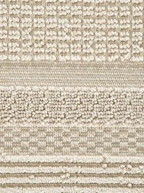Teppich mit strukturiertem Webmuster in beige und creme, verschiedene Streifen und Texturen