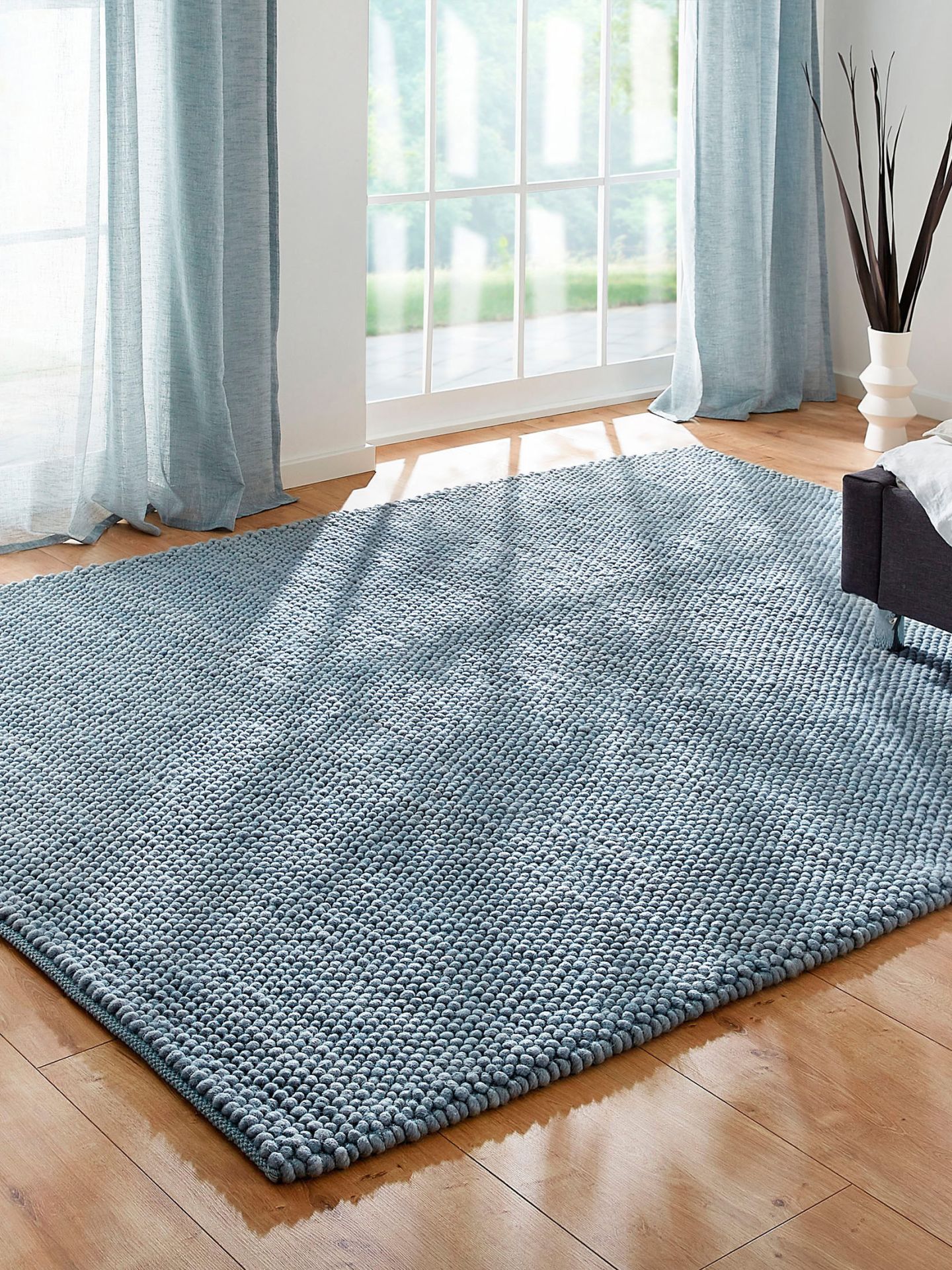 HandwebTeppich von Kibek Malmby in Hellblau, 250 x 350 cm